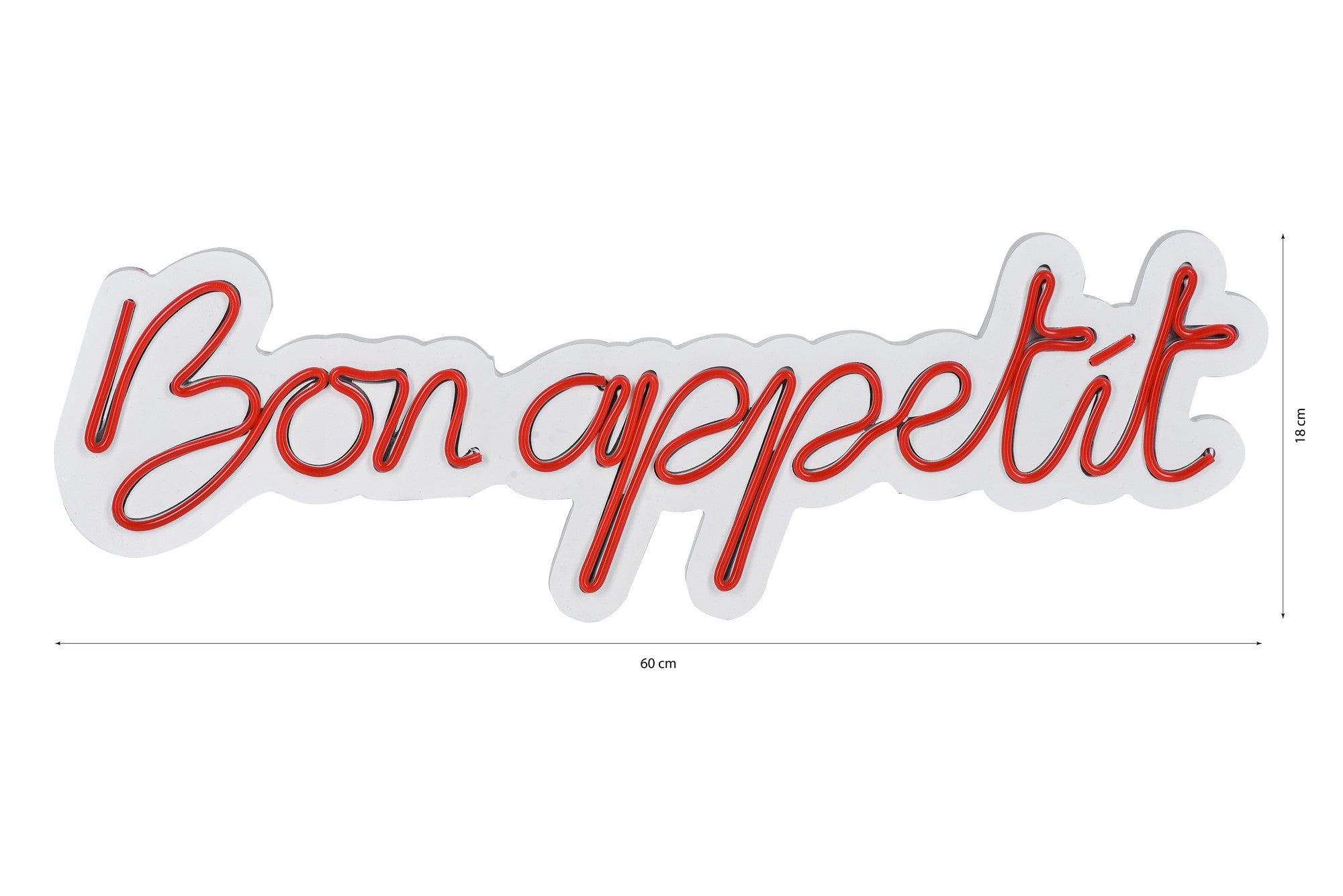 Lettrage mural Lucendi L64xH20cm "Bon Appétit" Néon Rouge