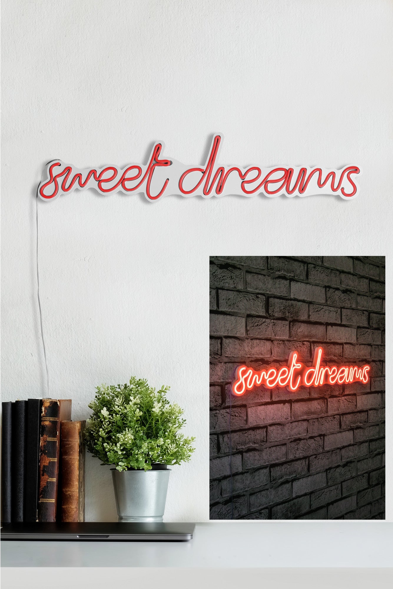 Lettrage mural Lucendi L65,5xH14,5cm "Sweet Dreams" Néon Rouge