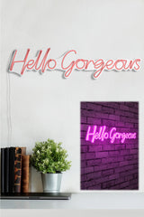 Lettrage mural Lucendi L75xH18cm "Hello Gorgeous" Néon Rose