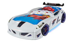 Lit d'enfant voiture de course Acura 90x190cm Blanc avec LED