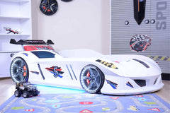 Lit d'enfant voiture de course Acura 90x190cm Blanc avec LED