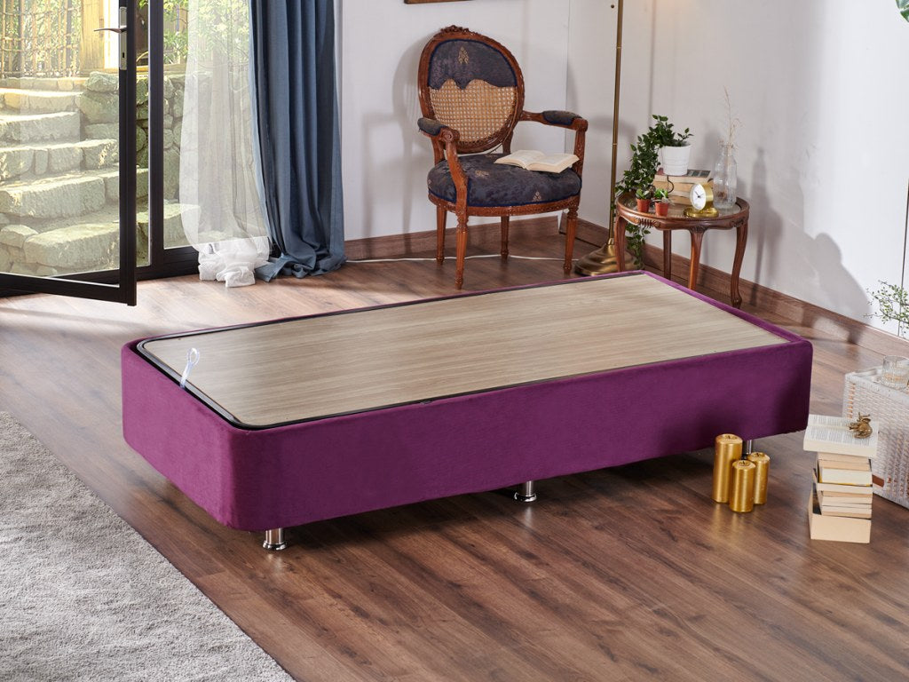 Lit simple avec rangement Jaxon 90x190cm Tissu Violet