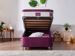 Lit simple avec rangement Jaxon 90x190cm Tissu Violet