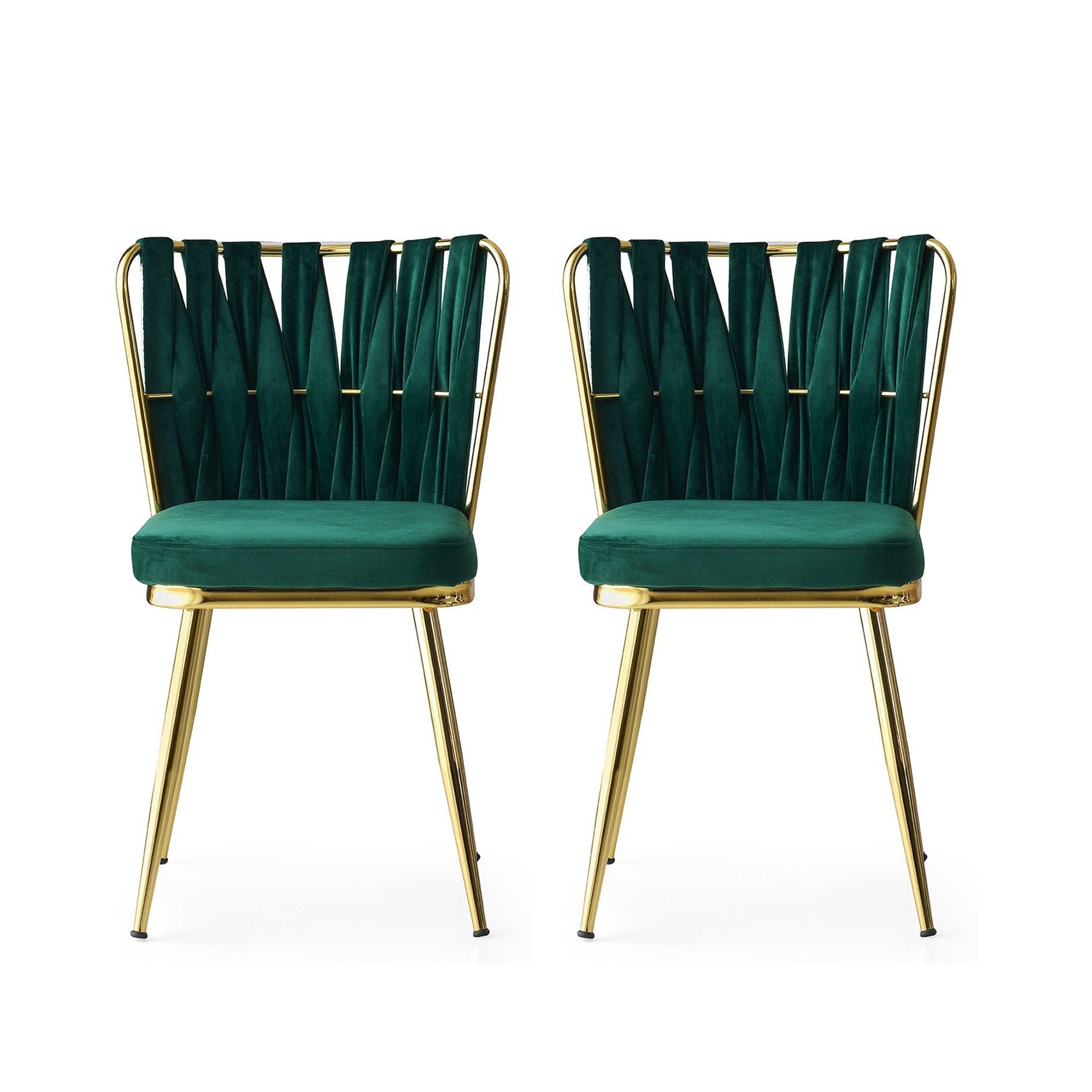 Lot de 2 chaises Scribe Métal Or et Velours Vert