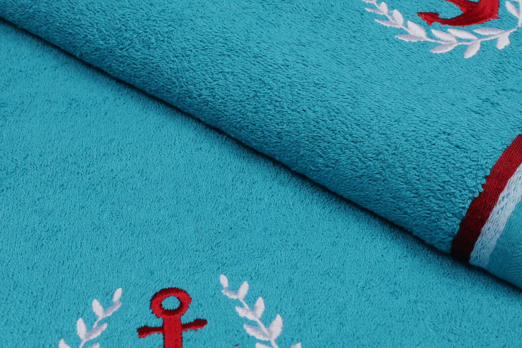 Lot de 2 serviettes de bain Anchora 70 x 140 cm Coton Coton Turquoise