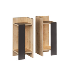 Lot de 2 tables de chevet Vulas Bois Chêne clair et Anthracite