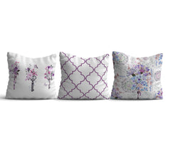 Lot de 3 coussins Hazel 43x43cm Tissu Motif Boho Violet