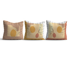 Lot de 3 coussins style abstrait Oke 43x43cm Tissu Motif Oiseau et fleur