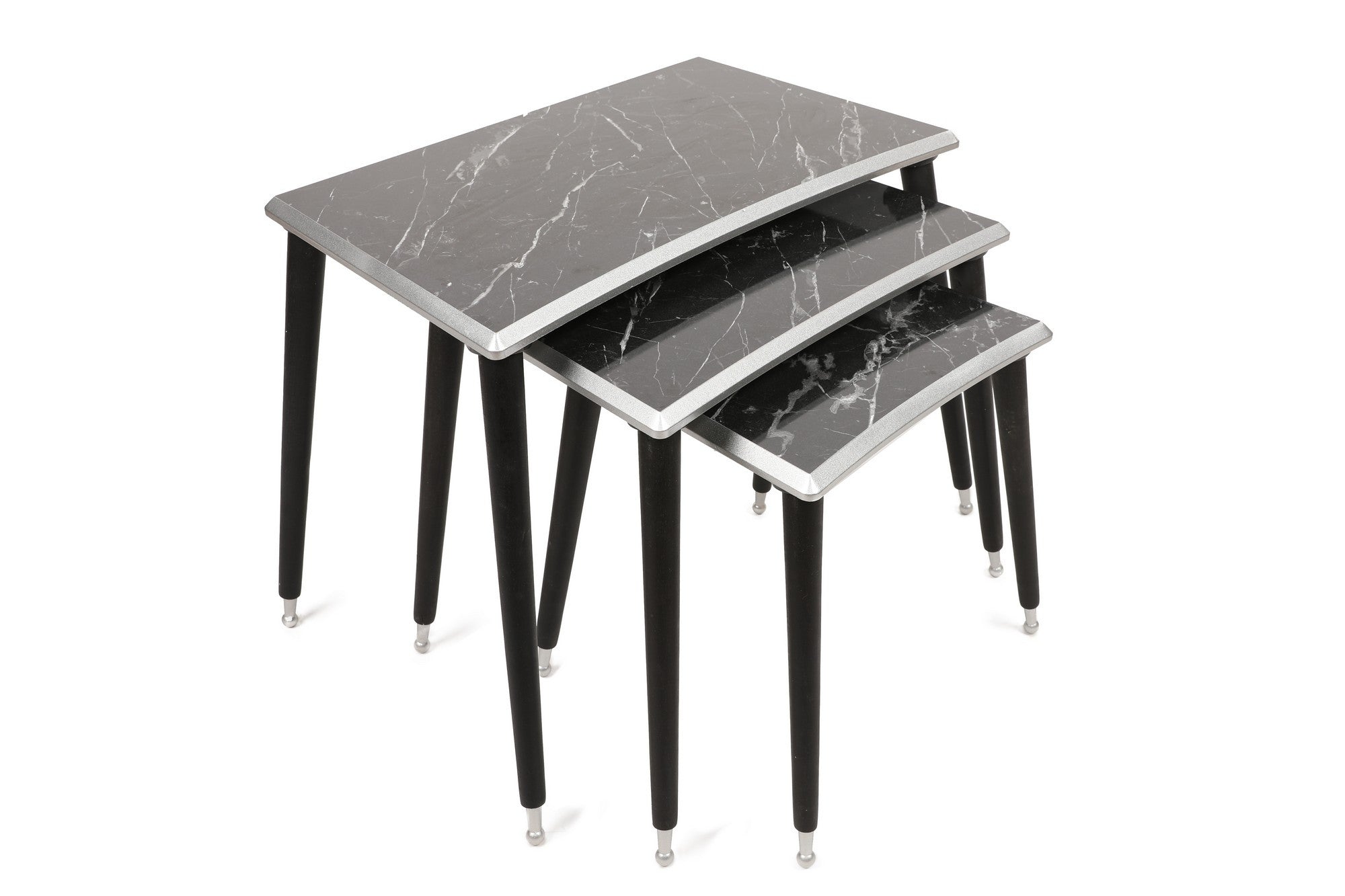 Lot de 3 table Rectangulaire Sitchas Bois Noir marbre