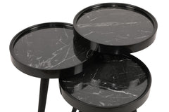 Lot de 3 tables rondes Sitchas Bois Noir Marbre