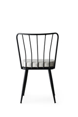 Lot de 4 chaises bistrot Gino Métal Noir et Velours Blanc