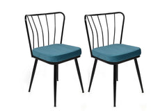 Lot de 4 chaises Gino Métal Noir et Velours Bleu