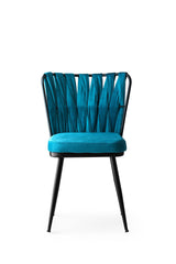 Lot de 4 chaises Scribe Métal Noir et Velours Turquoise