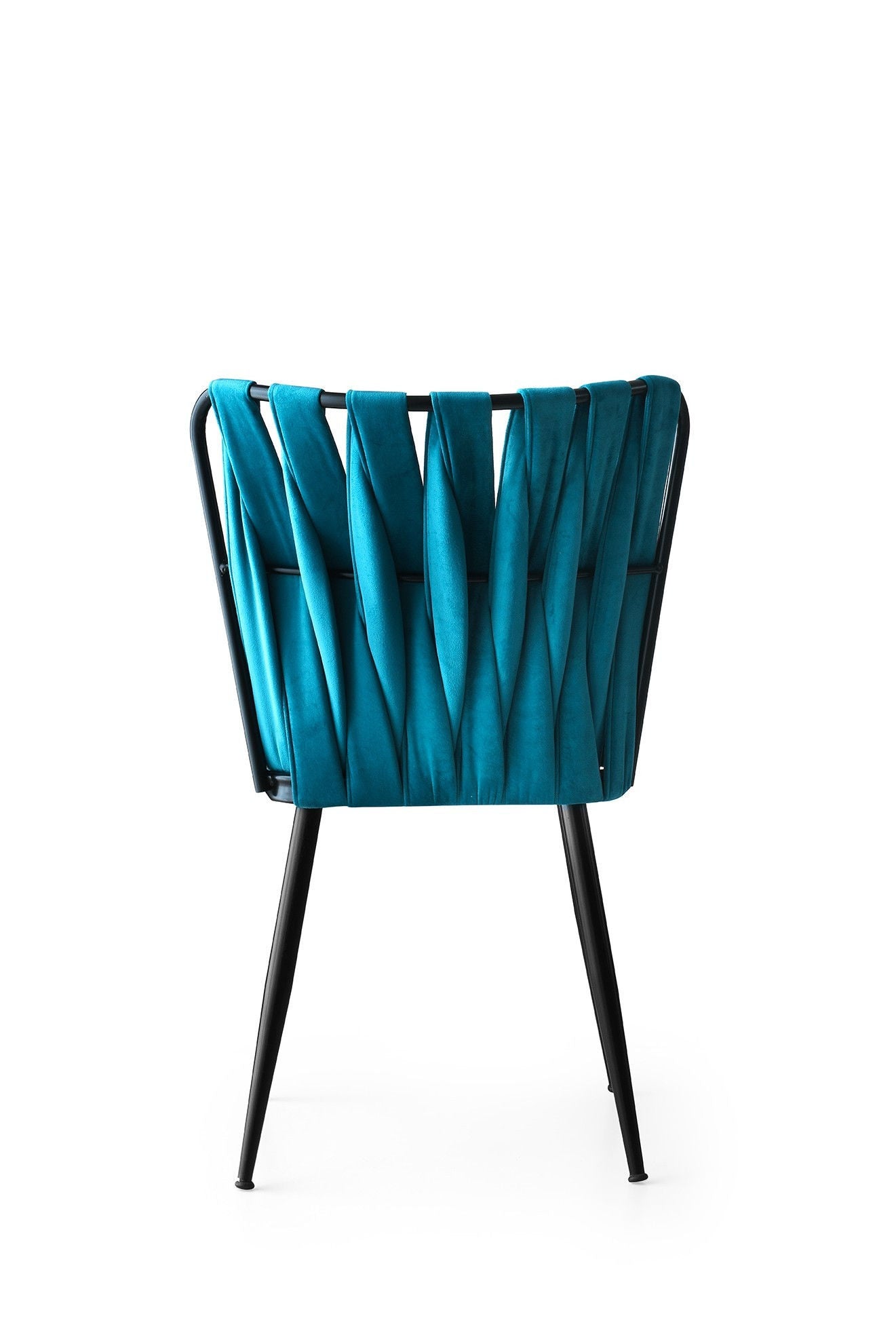 Lot de 4 chaises Scribe Métal Noir et Velours Turquoise