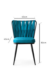 Lot de 4 chaises Scribe Métal Noir et Velours Turquoise