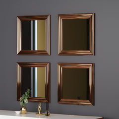 Lot de 4 miroirs murales Kafka 40x40cm Bois Bronze