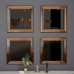 Lot de 4 miroirs murales Kafka 40x40cm Bois Bronze