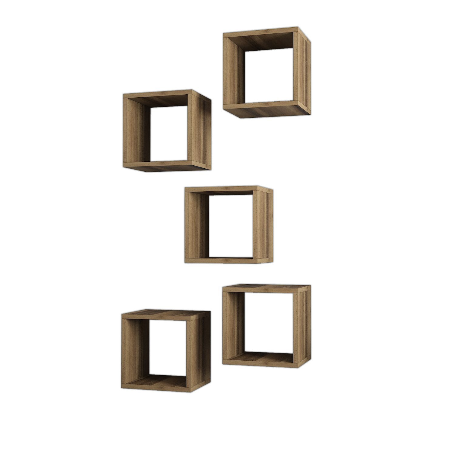 Lot de 5 étagères murales cube Pyxis L30xH30cm Bois foncé