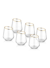 Lot de 6 gobelets à eau Pashma Verre Transparent avec liseré Or