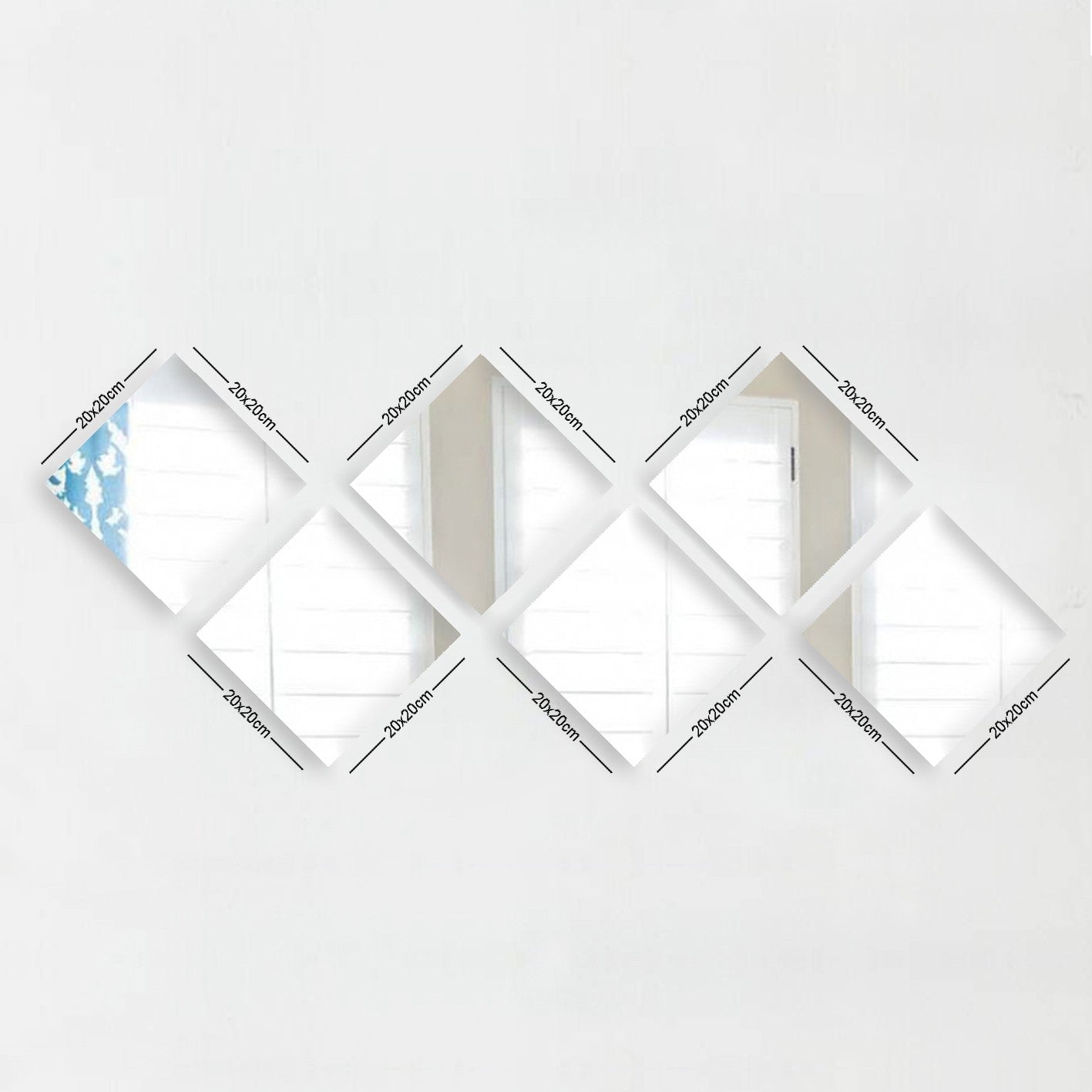 Lot de 6 miroirs losanges Certa Verre 20x20cm Blanc