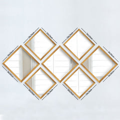 Lot de 7 miroirs encadrés Forme losanges Certa 24x24cm et 34x34cm Or