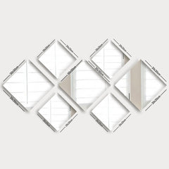 Lot de 7 miroirs losanges Certa 20x20cm et 30x30cm Verre Argent