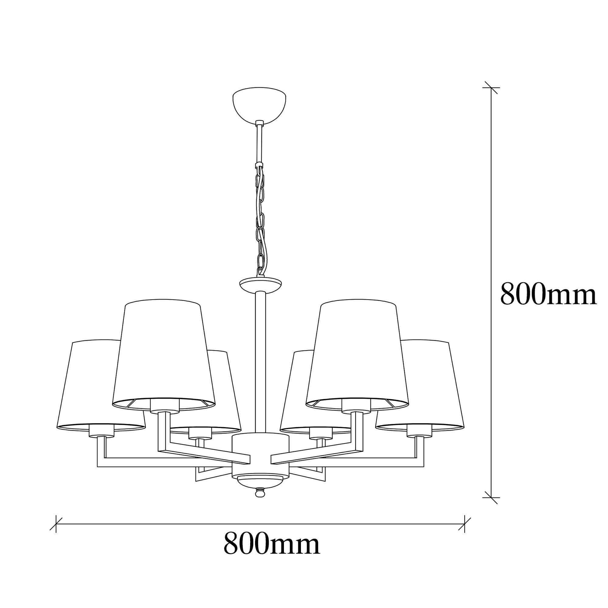 Lustre 6 branches L Sruntor D80cm Métal et Tissu Noir