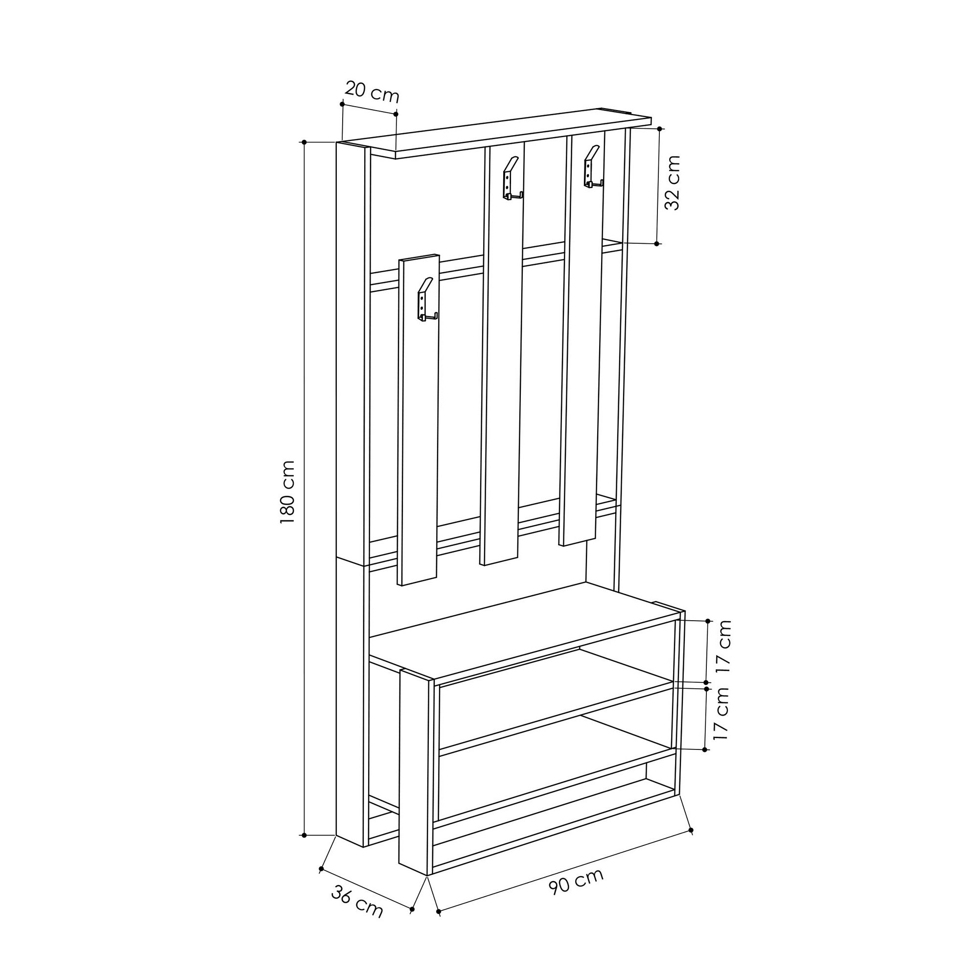 Meuble d'entrée Izarde H180cm Moka et Anthracite