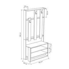 Meuble d'entrée Izarde H180cm Moka et Anthracite