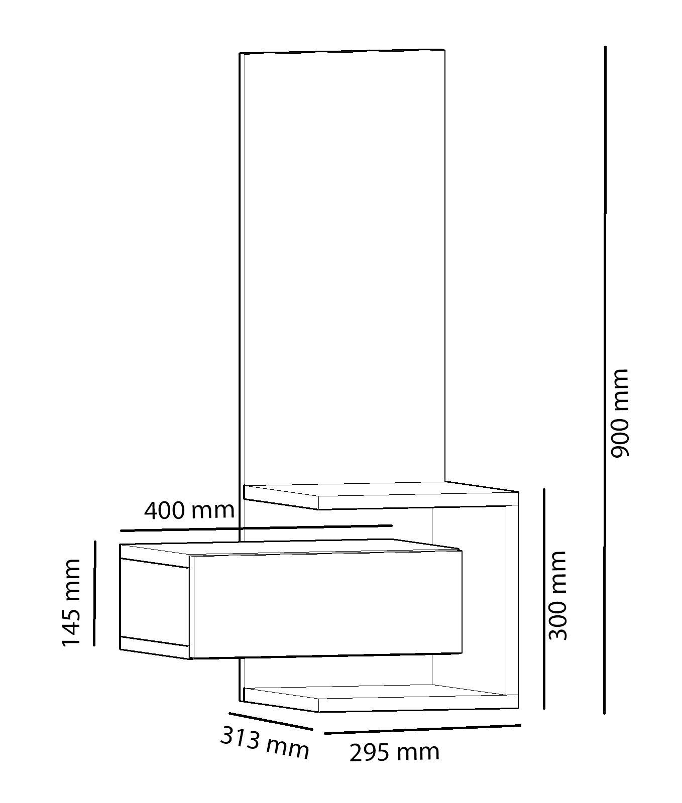 Meuble d'entrée murale avec miroir Syracuse L49,1xH90cm Bois Chêne clair et Anthracite