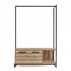 Meuble d'entrée style industriel Towy L120cm Métal Noir et Bois clair