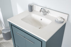 Meuble de salle de bain 75cm avec vasque et miroir L55xH80cm Ligha Bois massif Bleu