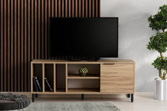 Meuble TV 1 porte Elliot 140cm Bois Chêne clair