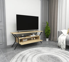 Meuble TV 1 porte Jasper 125cm Noir et Chêne clair