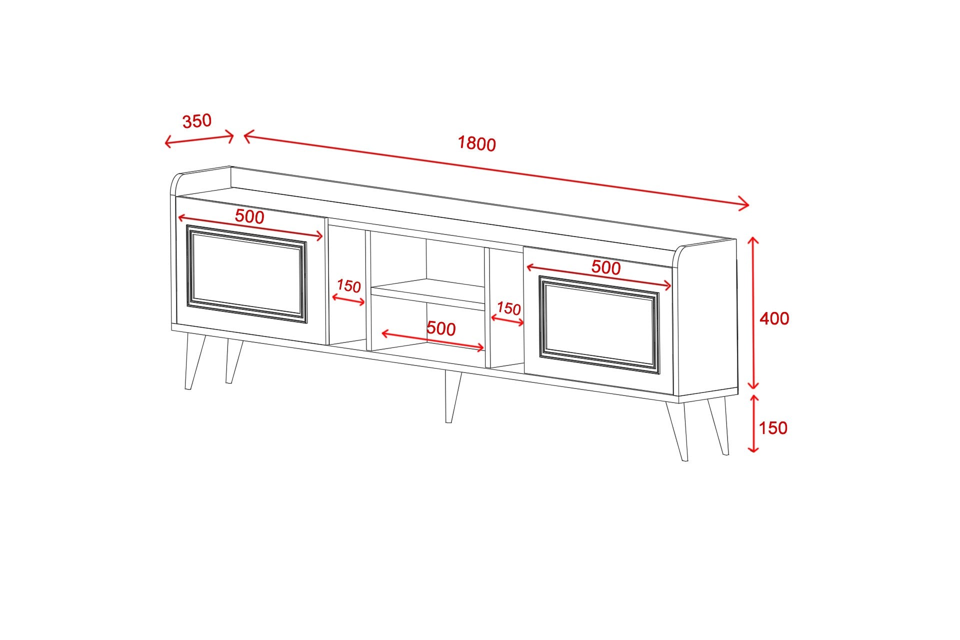 Meuble TV 2 portes Arcanum L180cm Bois clair