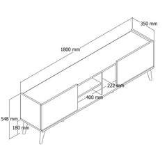 Meuble TV 2 portes Arvad L180cm Chêne clair