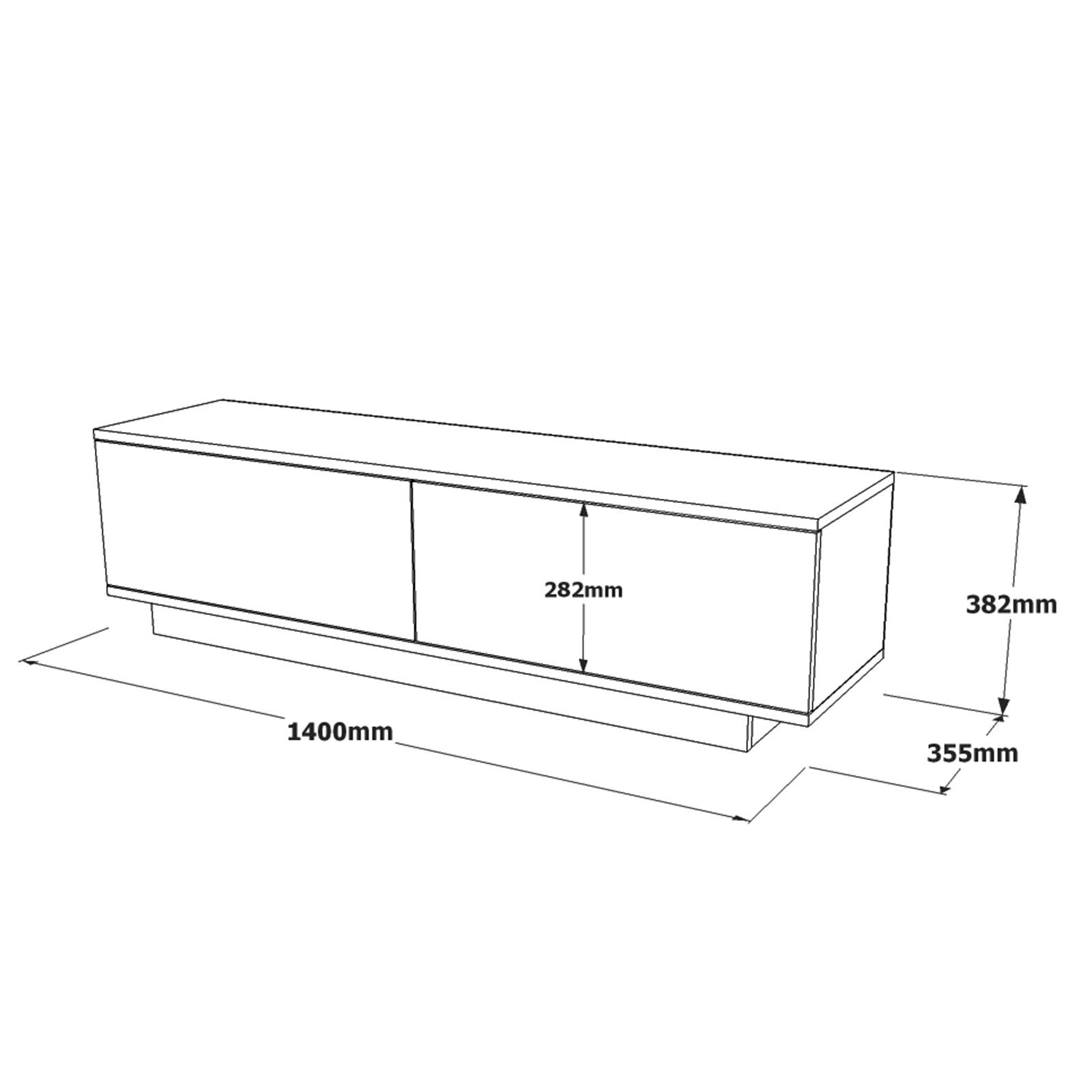 Meuble TV 2 portes battantes Nayelro 140cm Bois Blanc