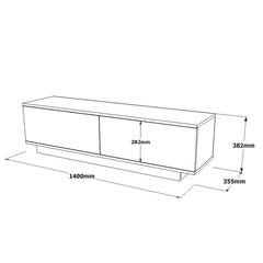 Meuble TV 2 portes battantes Nayelro 140cm Bois Blanc