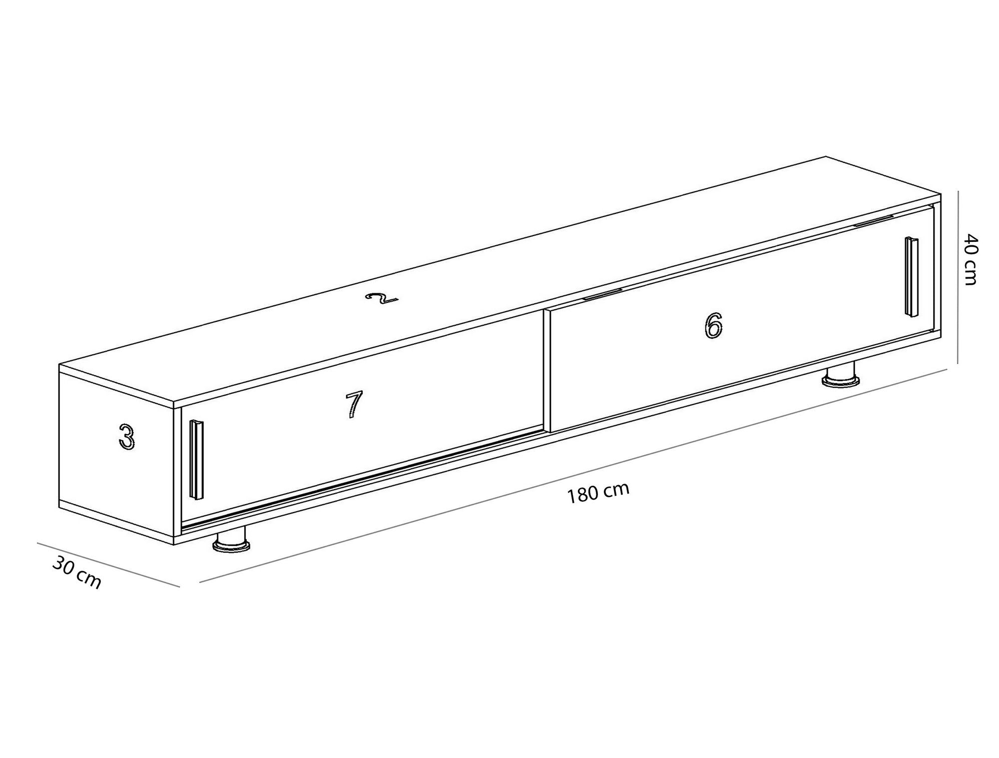 Meuble TV 2 portes coulissantes Piruit 180cm Bois Blanc