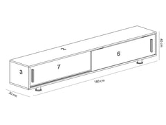 Meuble TV 2 portes coulissantes Piruit 180cm Bois Blanc