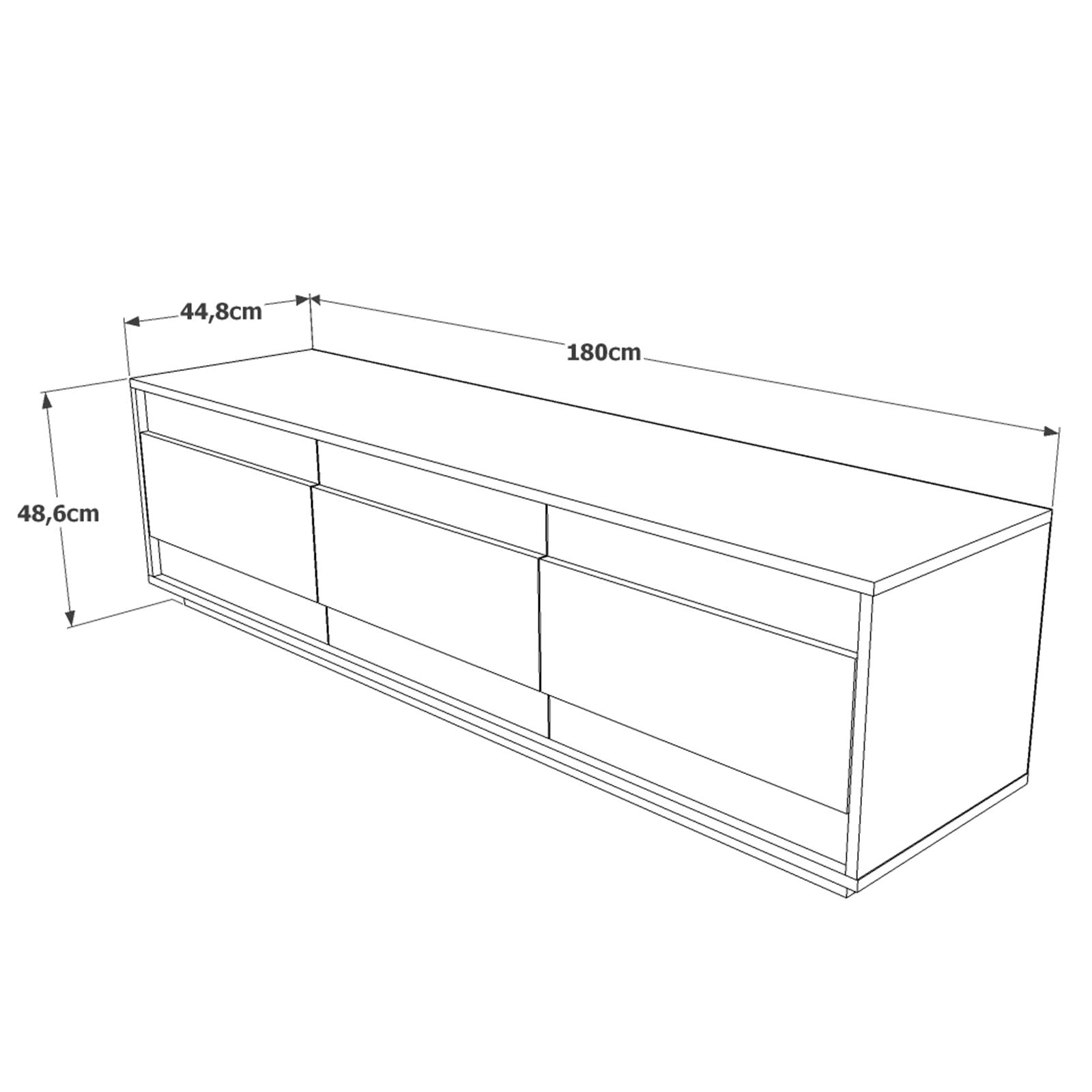 Meuble TV 3 portes battantes Meano Bois Naturel et Blanc