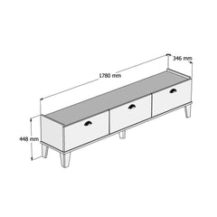 Meuble Tv 3 portes Blaz 178cm Chêne et Blanc