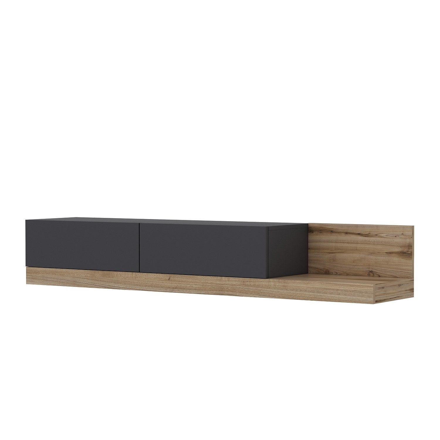 Meuble Tv Aucetha L180cm Bois clair et Anthracite