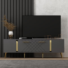 Meuble TV Bourgogne 150cm Anthracite et Or