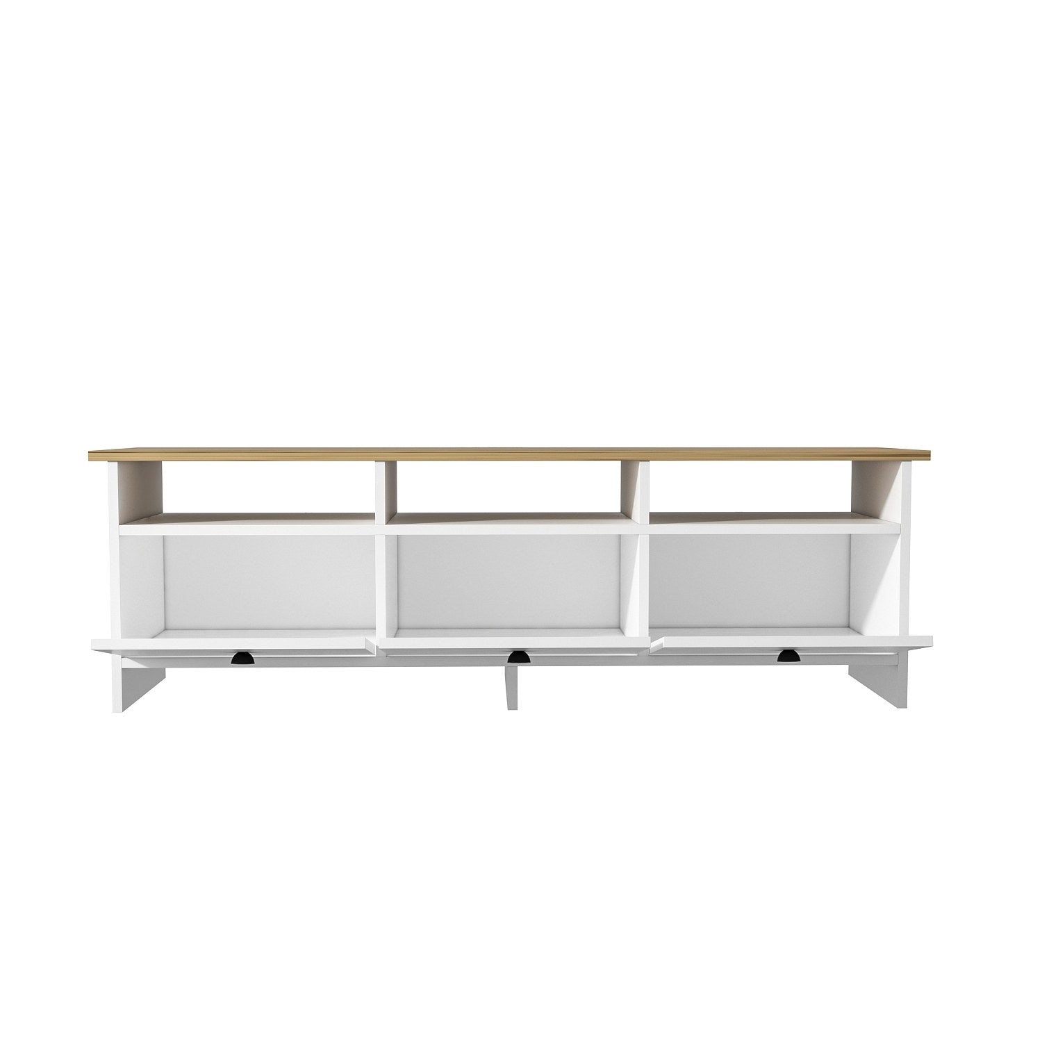 Meuble TV classique Yildun 150cm Blanc et Bois clair