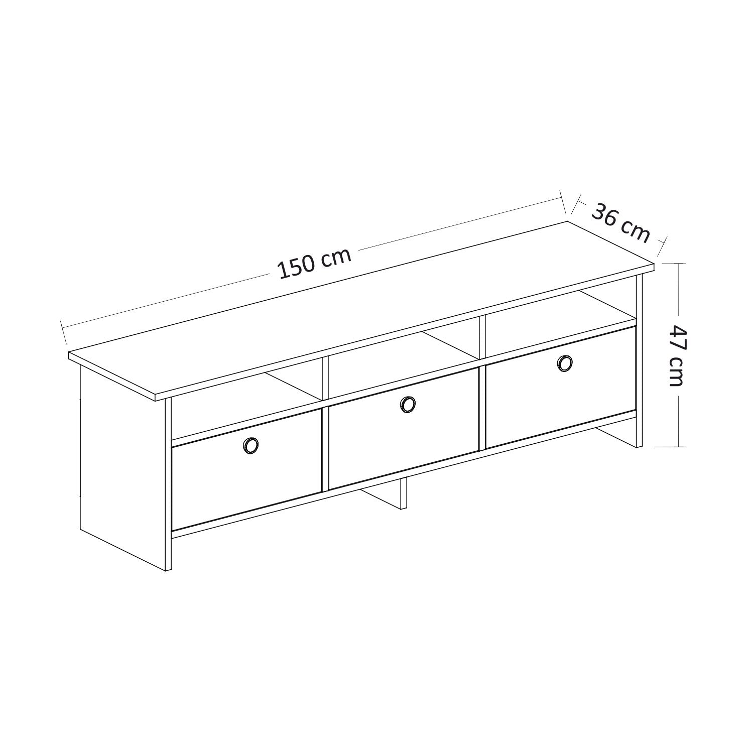 Meuble TV classique Yildun 150cm Blanc et Bois clair