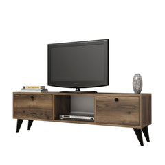 Meuble TV contemporain 138cm 2 portes Alitra Bois foncé