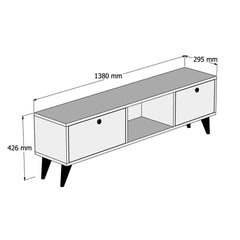 Meuble TV contemporain 138cm 2 portes Alitra Bois foncé