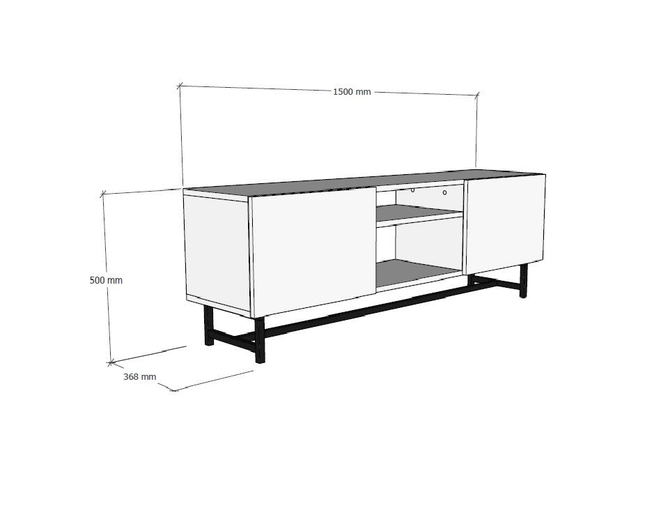 Meuble TV contemporain 150cm 2 portes Barfunk Blanc