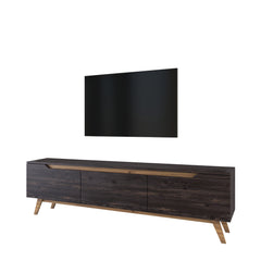 Meuble TV contemporain 180cm 3 portes Dandelis 180cm Bois Noir effet usé